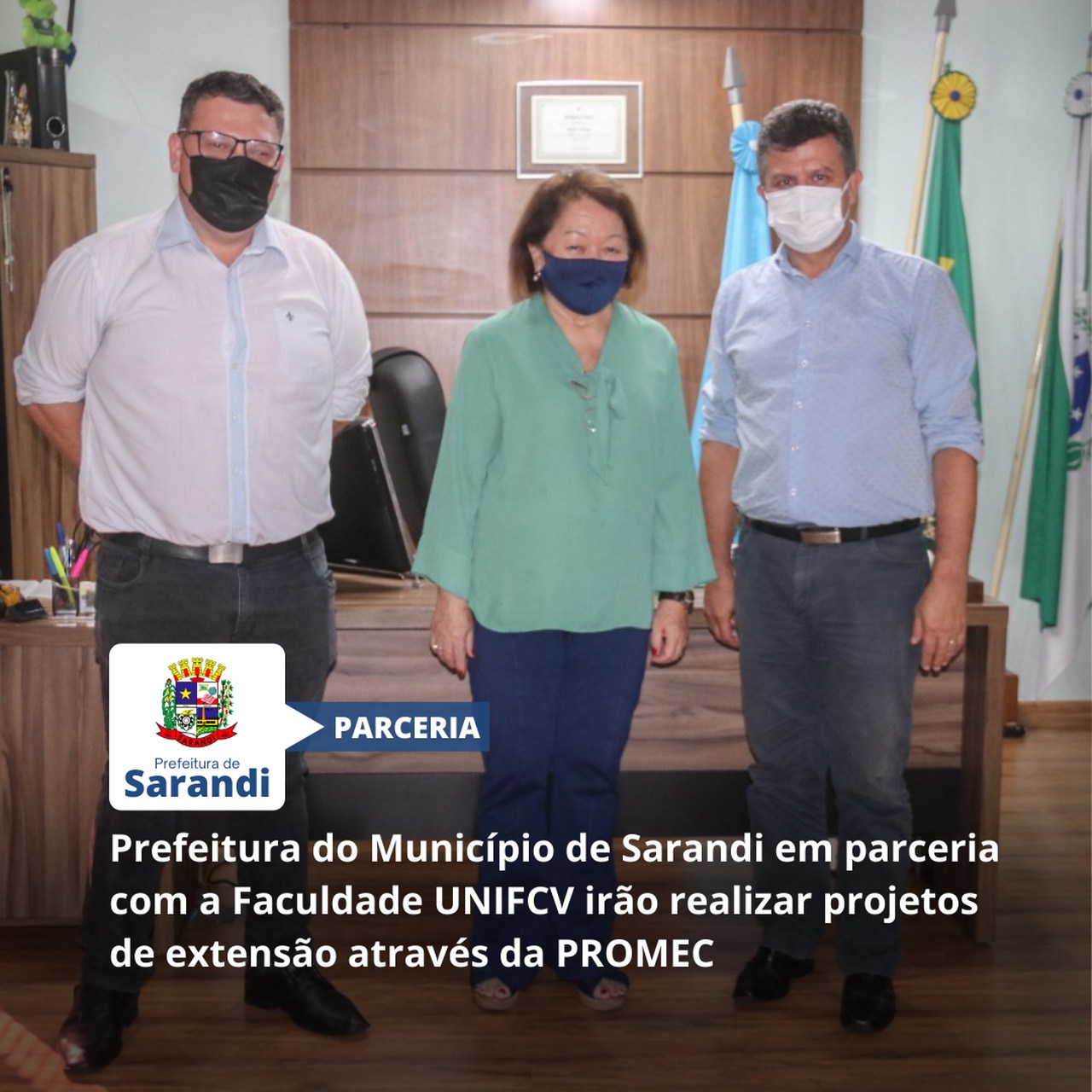 Prefeitura do Município de Sarandi em parceria com a Faculdade UNIFCV irão realizar projetos de extensão através da PROMEC